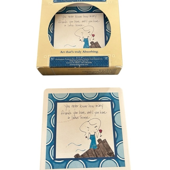 CoasterStone Coasters Set 4 You Never Know How Many Friends You Have Lake Life - Picture 1 of 4